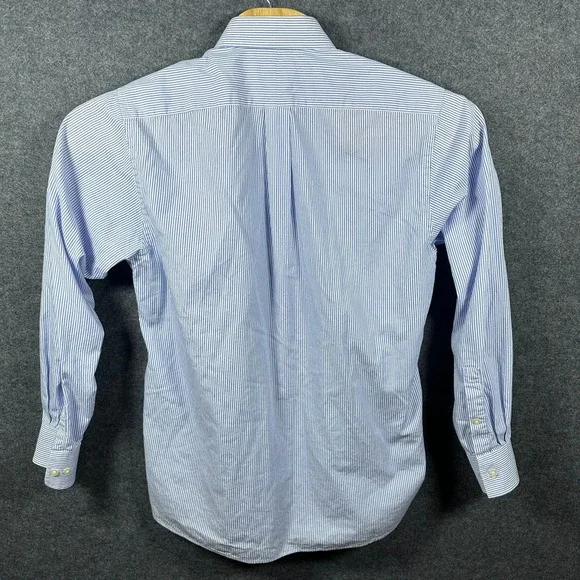 Michael Kors Mens Blue White Striped Cotton Long Sleeve Button Down Shirt - Picture 3 of 6